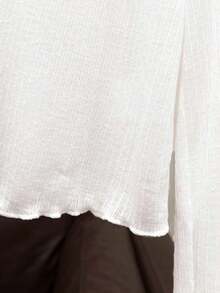 Vestido camisero con adorno de encaje, blusa de punto transparente de manga larga como cubridor para mujeres, para el verano - Blanco - Ver 5