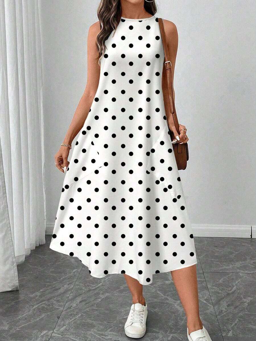 Vestido casual de mujer de longitud media con estampado, adecuado para primavera y verano - Multicolor 2 - Ver 1