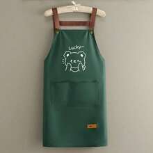 1 pieza Delantal de cocina a prueba de agua y resistente a las manchas con lindo diseño de oso de dibujos animados - Delantal de PVC impermeable, lavable, de tela duradera, adecuado para cocinar, hornear y asar a la parrilla, ideal para uso en el hogar y en restaurantes - Multicolor - Ver 5