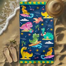 1pc Extra Large Summer Dinosaur Party Kids Beach Towel: Adorable Dinosaurs With Sunny Waves, Vibrant And Eye-Catching Design, Dinosaur + Bright Contrast Colors, Full Of Summer Vibes, Making Kids' Beach Time More Fun! Quick-Dry Printed Beach Towel - B - View 6