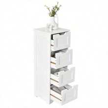 Costway Bathroom Storage Cabinet Freestanding Storage Organizer Side Table, Storage Drawer Units - Blanco - Ver 1