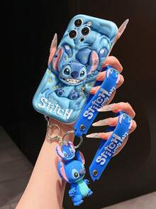 Funda de teléfono de Disney Lilo y Stitch con colgante de Stitch y cordón de Stitch - Funda protectora de Stitch linda con una gran sonrisa y diseño con letras "Disney Stitch", equipada con un delicado cordón decorativo de Stitch y una pulsera de cuentas para un fácil transporte, compatible con iPhone 17, 16, 15, 14, 13, 12, 11 Pro Series, ideal para regalos de cumpleaños, fiestas, aniversarios, graduaciones u ocasiones especiales para sorprender a familiares, amigos, compañeros de clase y seres queridos. - Blanco - Ver 4