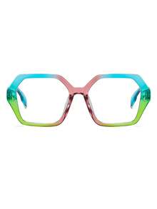 1 Pair Women's Asymmetrical Polygon Summer Vibrant Colorful Versatile Street Style Gradient Flat Lens Glasses - Multicolor - View 4