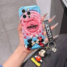 Disney Mickey & Minnie Mouse Phone Case With Mickey And Minnie Charm And Lanyard - Cute Mickey And Minnie Protective Case With Kiss Pose And Heart Background Design, Equipped With Delicate Mickey And Minnie Decorative Lanyard And Beaded Bracelet For Easy Carrying, Compatible With IPhone 17, 16, 15, 14, 13, 12, 11 Pro Series, Ideal For Birthdays, Holidays, Anniversaries, Graduation Gifts, Or Any Special Occasion To Surprise Family, Friends, Classmates, And Loved Ones. - 白色 - 查看 1