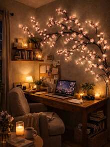 1pc Cherry Blossom Branch Light, 8 Flashing Modes, Suitable For Indoor/Outdoor Use In Spring/Summer, Applicable For Wedding Decor, Party Ambiance, Valentine's Day, Christmas, Birthday, Graduation Ceremony And More - ánh sáng trắng ấm áp - Xem 1