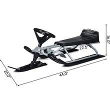 Snow Racer S, Ski S Slider Board With Steering Wheel, Twin Brakes, Retractable Pull Rope, For  Age 6 & Up, Holds Two Children Or A Teenager - Reinforced Version-gray - View 9