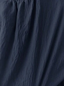 Top corto de camisola con escote bajo y espalda descubierta, con manga tipo gorra y volantes en azul, diseño sexy - Azul marino - Ver 6