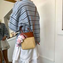 BV Bottega Small Andiamo Bolso de mujer tejido a mano de cuero genuinoBolsodebolso de manotipocuboconpatróntejidoparamujer,bolsodemarca,elegantebolsodemanoparaseñorabolsaderegaloexquisita,bolsodebolso de manodelujoparamujer,bolsocruzadodemodaparamujer,adecuadoparachicas,estudiantesnivel universitariodamasdeoficina,madresdemedianaedadparausodiario,comprasoficina,clase,reuniones,citas,actividadesalairelibretambiénunregaloidealparaBolso de Playa de Paja para Mujer, Verano 2026, Nuevo Bolso de Mano con Diseño de Patchwork, Estilo Retro Color-Block, Bolso Tipo Cubo, Bolso Bandolera - Marrón sin colgantes - Ver 8