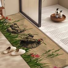1pc Home Decor, Rooster Pattern Printed Linen Kitchen Rug, Carpet, Mat, Bathroom Mat, Doormat, 3D Printed Rectangular, Suitable For Living Room, Bedroom, Hallway, Bathroom, Laundry Room - Polyester Carpet, For Indoor And Outdoor Home Decor - Multicolor - View 3