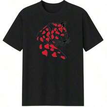 A Short-Sleeved T-Shirt With A Retro American Style, Loose Fit, Print (The Pants Are Just Style Suggestions), Thick Multicolored T-Shirt, 100% Cotton Material, Modern Print, Suitable For Both Men And Women, New Spring/Summer/Autumn Style, Breathable And Comfortable, Simple And Versatile, The Stylish Unisex Tropical Print T-Shirt Is Very Suitable For Holidays, Halloween And Mexican Independence Day Parties. - 黑色 - 查看 2