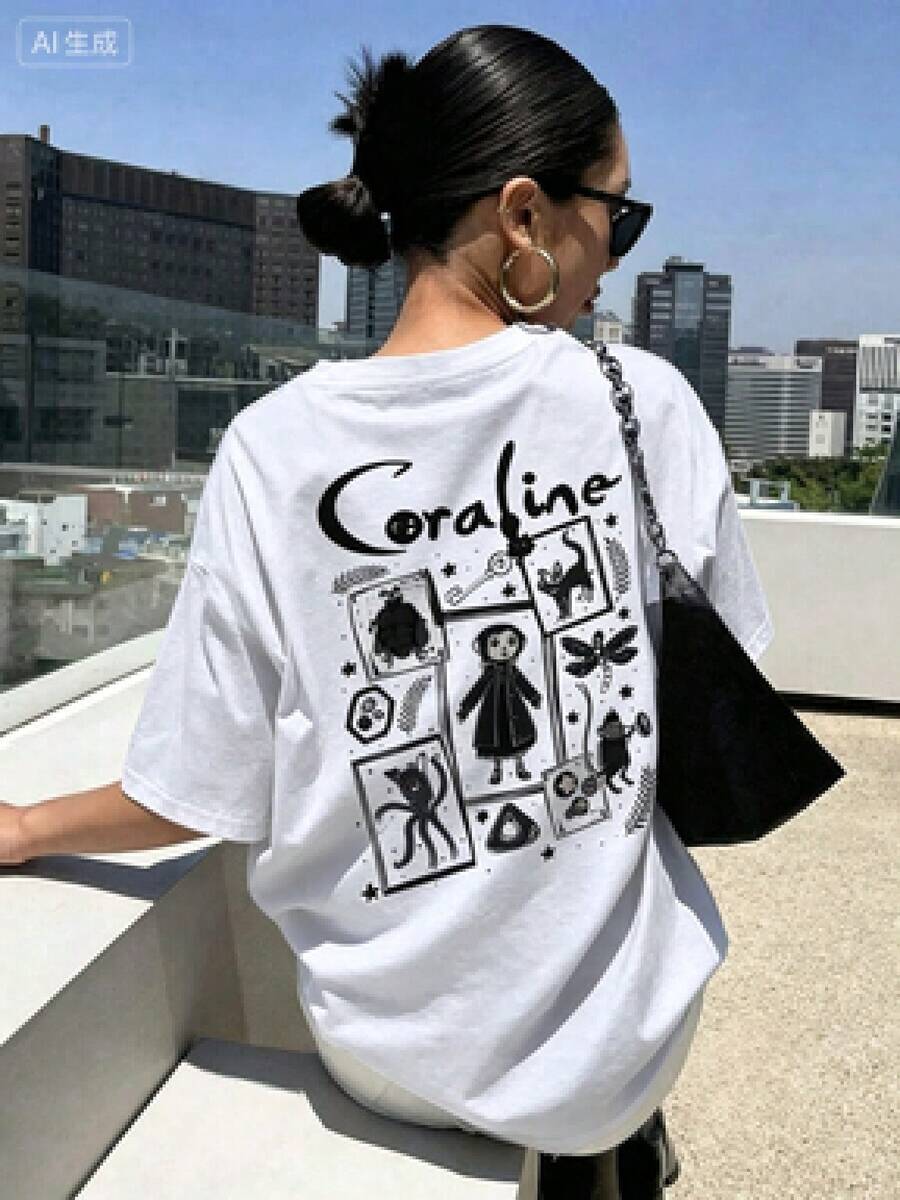 Una camiseta de manga corta con estilo retro americano, diseño holgado, estampado (los pantalones son solo sugerencias de estilo), camiseta gruesa multicolor, material 100% algodón, estampado moderno, adecuada tanto para hombres como para mujeres, estilo nuevo de primavera/verano/otoño, transpirable y cómoda, sencilla y versátil, la elegante camiseta unisex con estampado tropical es muy adecuada para vacaciones, Halloween y fiestas del Día de la Independencia de México. - Blanco - Ver 1