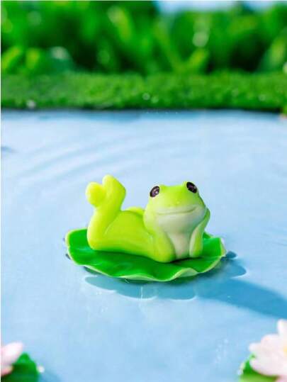 1pc Random Creative Frog Figurines, Dynamic Elements For Micro Landscape, Cute Desktop Room Decor