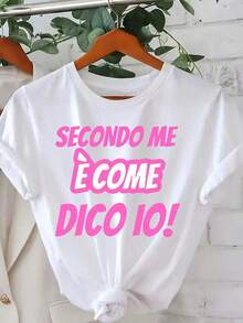 Solt 1psc1 Women's Short Sleeve T-Shirt With Round Neck And Print, Casual And Comfortable For Casual Outfits, Print And Comfortable Round Neck, Perfect Choice For Summer, 100% Cotton With Graphic Print. - 白色的 - 查看 1