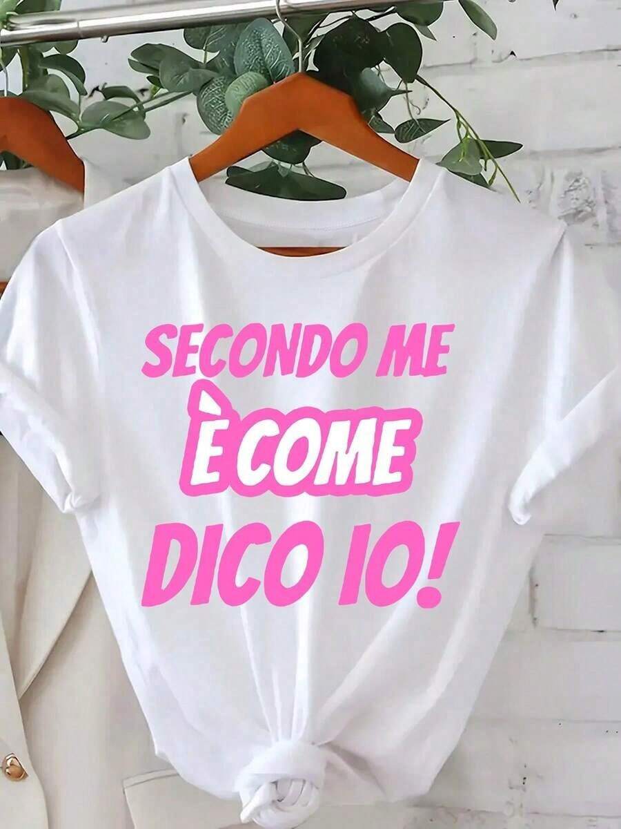 Solt 1psc1 Women's Short Sleeve T-Shirt With Round Neck And Print, Casual And Comfortable For Casual Outfits, Print And Comfortable Round Neck, Perfect Choice For Summer, 100% Cotton With Graphic Print. - 白色的 - 查看 1