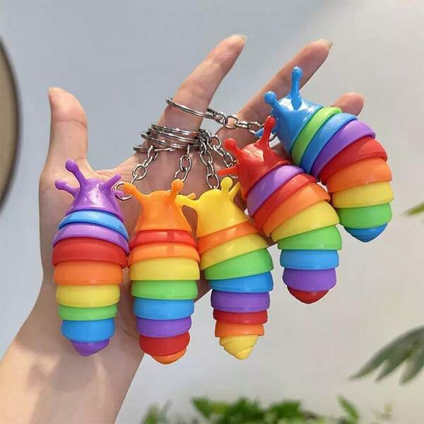 Bộ 5 móc khóa hình côn trùng giúp giảm căng thẳng, móc khóa bóp mềm, phụ kiện túi xách cho nữ, phụ kiện dễ thương, quà tặng tốt nghiệp, móc khóa ngón tay người lớn unisex, móc khóa thư giãn, móc khóa kéo tách giúp tập trung, quà tặng sinh nhật/tiệc tùng/ngày lễ.