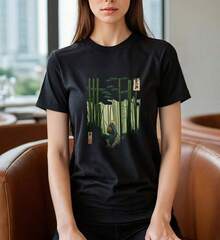 Playera de mujer 100% algodón manga corta estampado estilo vintage versátil para verano - Negro - Ver 6