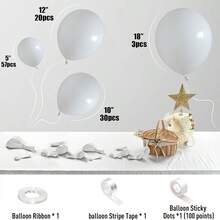 Set de 113 piezas de arco de globos de color blanco puro - Kit de decoración de fiesta DIY para cumpleaños, compromiso, despedida de soltera, boda, aniversario, celebraciones interiores y exteriores - Multicolor - Ver 6