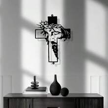 Decoración de pared para jardín exterior con impresión plana 2D de Jesús, decoración de pared de arte de la cruz, colgante de pared cristiano para interior y exterior, decoración del hogar, decoración de habitación, regalo de decoración de pared, cumpleaños y graduación - Negro - Ver 7