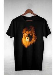 Unisex Oversized T-Shirt With Lion Print For Men And Women, Loose And Comfortable. - Back - View 4