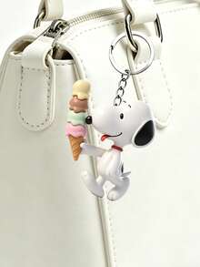 Snoopy Peanuts Themed Acrylic Keychain, Featuring Vibrant Snoopy And Colorful Ice Cream Cone Pattern, Lightweight Bag Charm, Suitable For Daily Accessories - Multicolor - View 6