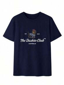 Camiseta de mujer estampada de manga corta para verano, tela de poliéster, estilo multifuncional, corte regular, peso 180 gramos, 1 unidad. - Azul oscuro - Ver 3