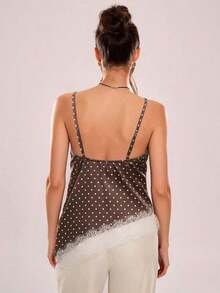 Camiseta de tirantes asimétrica con entramado de encaje transparente - Multicolor 6 - Ver 2