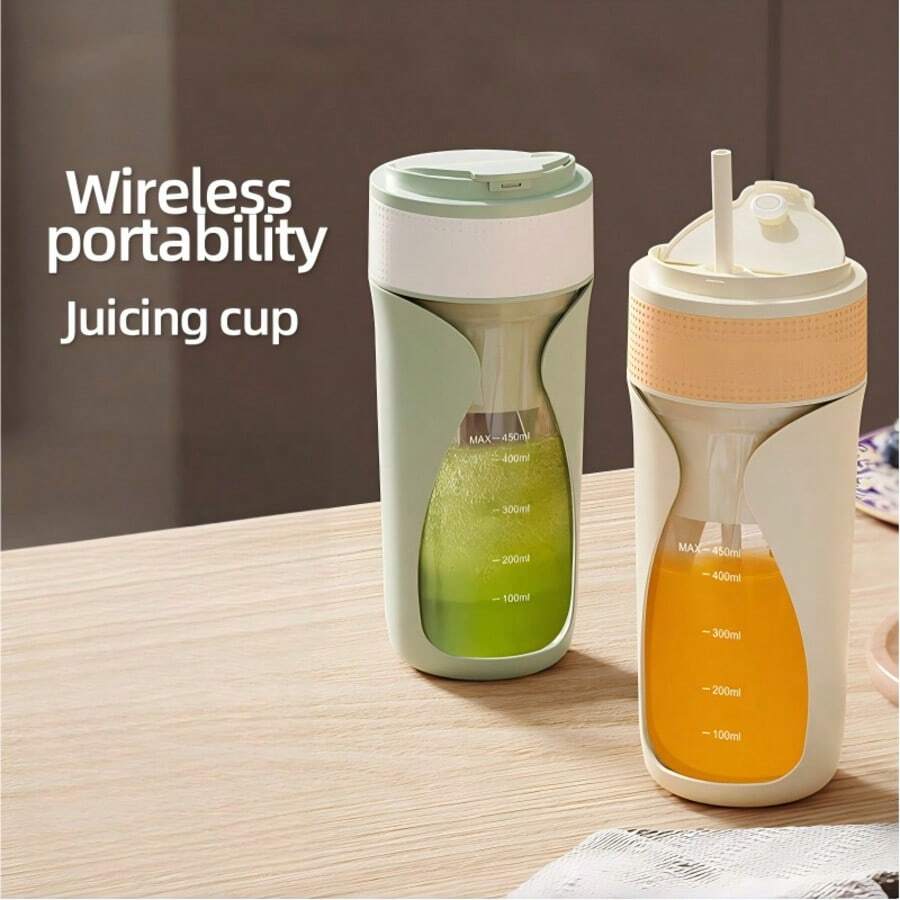 可攜式 USB 充電式果汁機 - 易於清潔，適用於水果、蔬菜飲料和果昔，附吸管，450ml 容量 - 0.5L以下 - 查看 1