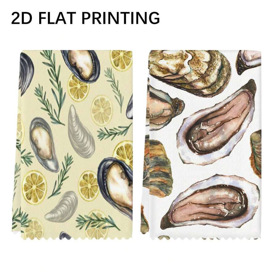 Coastal Beach Oyster Kitchen Towels  "The World Is Your Oyster" Inspirational Design, Soft Polyester, Machine Washable, Modern Style, Perfect For Kitchen & Bathroom Decor, Beach Theme Decor | Oyster Motif | Texture, Modern Design Quick-Dry, Ultra-Soft Polyester Kitchen Towel Dish Towels Hand Towels Tea Towel Bathroom Towel, Durable Fabric Perfect For Kitchen, Bathroom, Office & Restaurant Decor Holiday Decoration Family Gathering Decor Parties And Seasonal Celebrations Kitchen Gift Festival Gifts Ideal For Spring Decor & Festive Gatherings For Use In Scenarios Such As Easter, Mother's Day, Weddings, Etc. (Single-Sided Pattern) - 多色10 - 查看 1