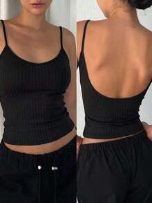 Camiseta sin espalda para mujer - Negro - Ver 1
