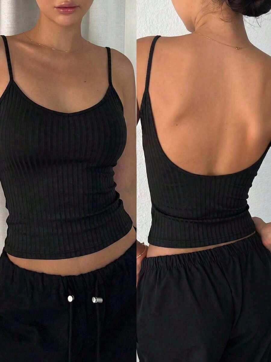 Camiseta sin espalda para mujer - Negro - Ver 1