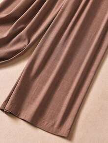 Pantalones casuales de unicolor para mujer, aptos para el verano - Marrón - Ver 4