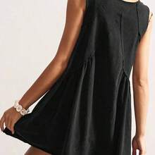 BohoFeels Casual Solid Color V-Neck Loose Knit Mini Dress For Women,Summer Dresses For Women - Gris Oscuro - Ver 10
