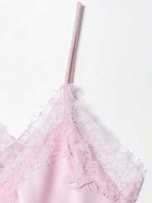 Seelio Nuevo Top de estilo lencería sexy con decoración de encaje, estilo europeo y americano, para mujer, color negro, para verano - Rosa - Ver 4