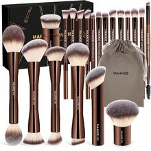 MAANGE Brochas de Maquillaje Profesional 20 Piezas Set de Brochas Maquillaje de Aluminio con Estuche de Terciopelo Sombra de Ojos en Polvo para Base de Maquillaje Perfecta para Regalar(Marrón) RDAH - Marrón - Ver 9