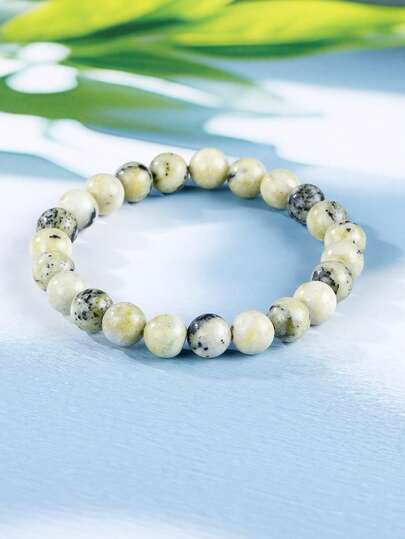 Fashionable Elegant Yellow Turquoises Beaded Bracelet For Women Men Compassion, Emotional Balance, Healing Energy Elastic Rope Friendship Yoga Meditation Jewelry Gifts Unisex