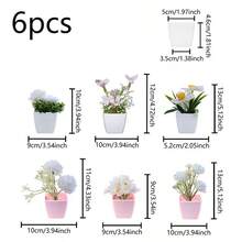1pc (3-4 Inch) / 6pcs/Set Artificial Mini Succulent Plants, Suitable For Home, Living Room, Tabletop, Windowsill, Office Desk Decor, Mother's Day, Wedding Party Decoration - White Pink - View 24