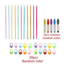11pcs/Set 27cm Colorful Metal Crochet Hooks Kit Includes 20 Stitch Markers + 1 Scissor, Random Color, DIY Knitting Tools - Crochet Set - View 10
