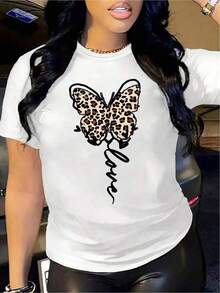 YOCASA Camiseta Casual de Verano para Mujer, con Cuello Redondo, Ajustada y Manga Corta, con Estampado de Pintura al Óleo, Floral, Corazón, Cereza y Patrones de Letras. Tejido Casual Simple, Estilo Deportivo, Ideal para Uso Diario y un Citas de San Valentín. - Blanco - Ver 7