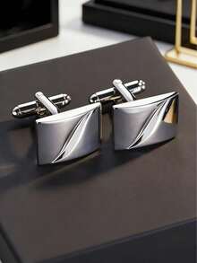 2pcs/4pcs Shiny Geometric Copper Cufflinks, Gold & Silver Color French Shirt Cufflinks For Men, Suitable For Party, Engagement, Business, Daily Wear - Gold - View 11