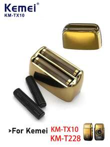 Kemei Bộ 1 đầu lưỡi thay thế cho máy cạo râu điện KM-TX10/KM-T228, phụ kiện đầu lưỡi cạo râu thay thế, đầu lưỡi và màng chắn thay thế chính hãng cho máy tỉa râu. - Vàng - Xem 4