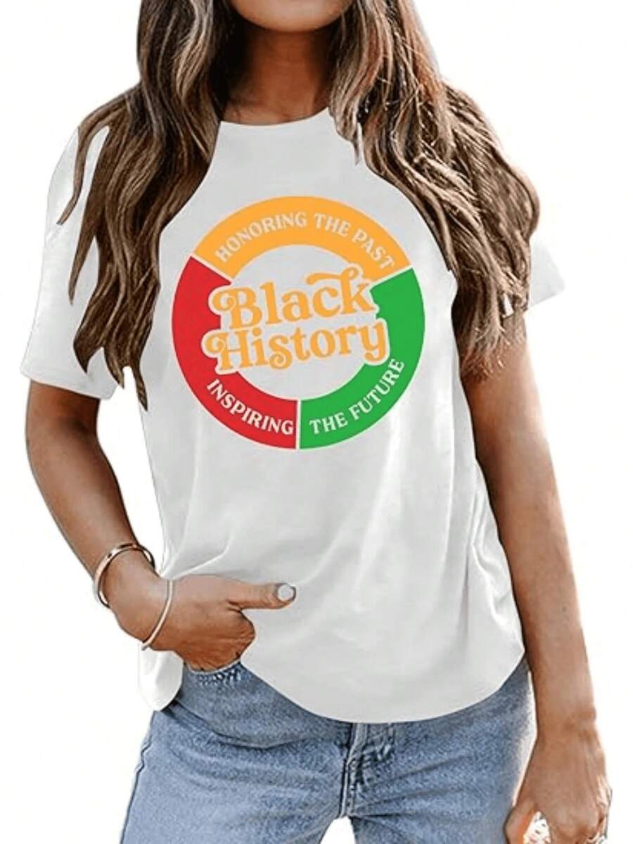 Women's Warm T-Shirts Honoring The Past And Inspiring The Future With Warm Colors And A Pride Message Celebrating The History And Strength Of A Powerful Community Women's Casual Modern Comfortable T-Shirt For Everyday Wear - 白色 - 查看 1