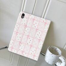 1 chiếc ốp lưng máy tính bảng màu hồng kẻ ô và chấm bi kiểu sách lật - Giá đỡ đa góc có ngăn đựng bút, tương thích với iPad/Galaxy Tab S10+/S9/A9, Oppo Pad, Matepad - Nhiều màu - Xem 6