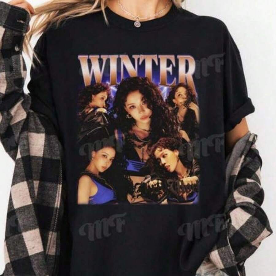 Camiseta unisex de manga corta, camiseta  de edición limitada Aespa Winter Bootleg, camiseta unisex vintage retro, camiseta gráfica Aespa, MY, Dirtyplayeras hombre, spiderman, ,  mujer, romwe men, boho chic, regalos para maestros, camiseta de mujer, atuendos curvos para hombre, y2k. - Negro - Ver 1