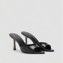 Women'S Pointed Open Toe Stiletto Sandals Elegant Slip On Comfort Kitten Heel Slingback Mules Wedding Party Daily Heel Backless Dress Slippers Pumps - Schwarz 8CM - Übersicht 1