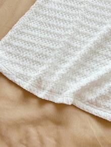 Vestido mini con textura, escote en V, decoración de estrella de mar metálica, cuello con lazo, espalda descubierta, ideal para vacaciones, citas, té de la tarde, días festivos, festivales de música, estilo bohemio - Blanco - Ver 7