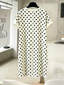 Vestido casual de mujer de cuello redondo y longitud media con estampado, para verano - Multicolor 5 - Ver 2