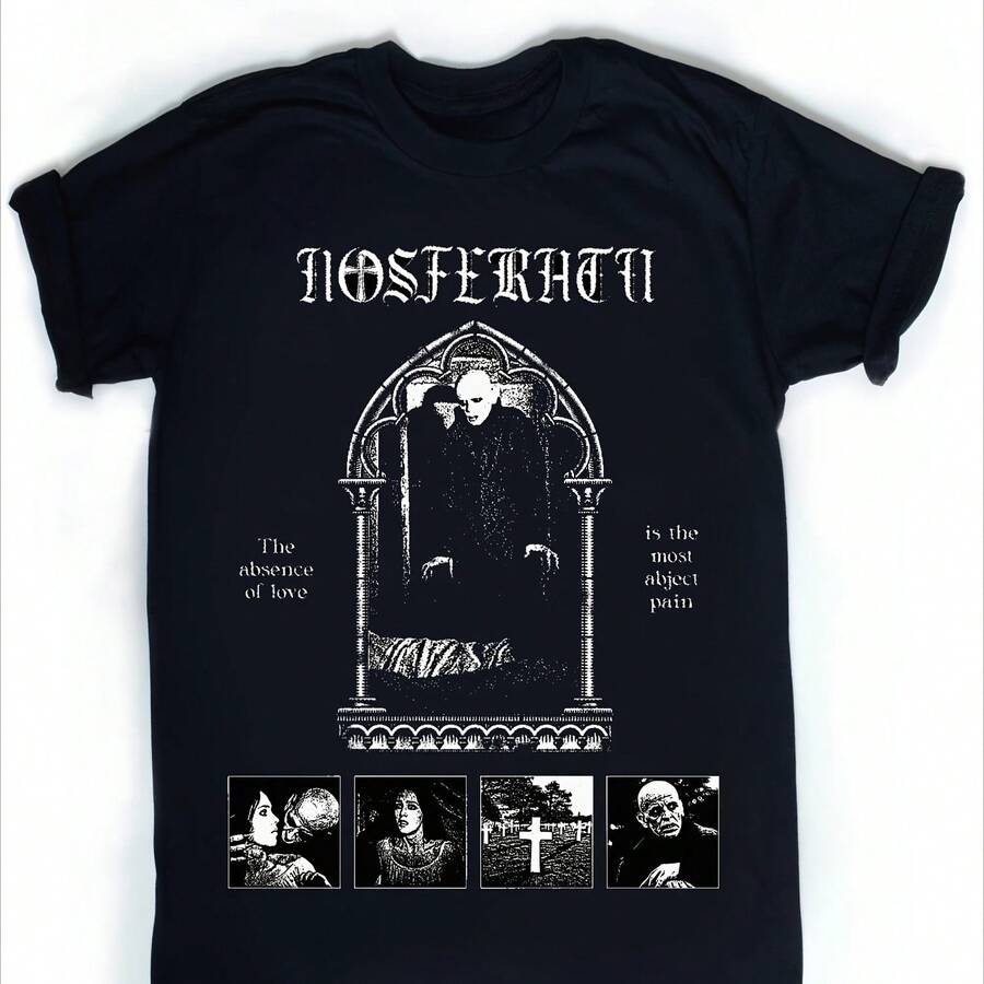 Camiseta gótica de Nosferatu con diseño de vampiro, estilo retro, para hombre y mujer, camiseta gráfica vintage de película clásica silenciosa, ropa de calle - forma - Ver 1