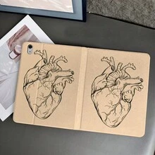 1 件装解剖心脏素描图案保护套，带笔槽，适用于 iPad Air 4/5/10 代智能保护套/Air 13(M3 2025)/Air 11(M3 2025)/11(A16 2025)，兼容 Oppo Pad、华为 MatePad、vivo Pad、荣耀 Pad 和联想小新 Pad。 - 彩色 - 查看 2