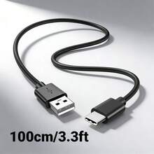 1 Pack Black PVC Charging Cable, 100cm/3.3ft, Supports Charging And Data Synchronization, Compatible With Galaxy S22/S23/S24/Ultra, Honor, POCO, And Other Smartphones. - Black - View 8