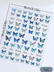 1pc Iridescent Blue Butterfly Face Sticker, Paired With High-Transparency Rhinestones To Create A Translucent Atmosphere Makeup, Waterproof And Long-Lasting, Suitable For Stage Makeup, Parties, And Selfie Decoration - Multicolor - View 8